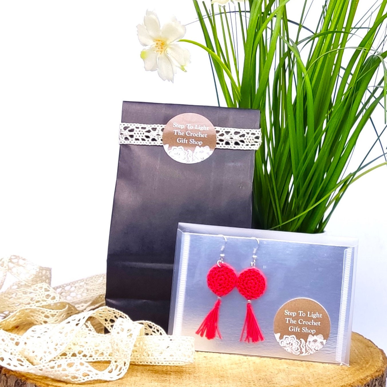 Red Crochet Tassel Earrings: Elegant Boho Jewelry Gift