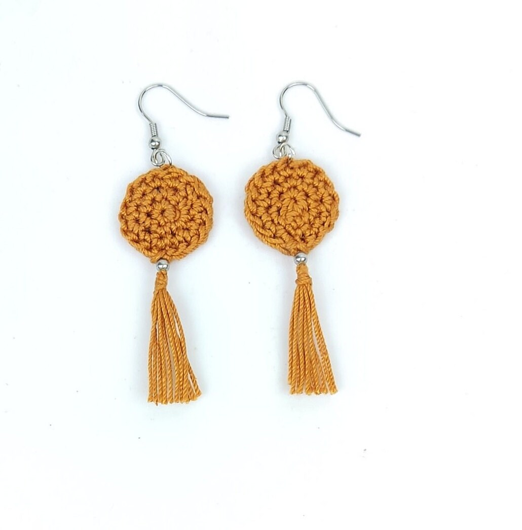 Pink Crochet Tassel Earrings: Elegant Boho Jewelry Gift