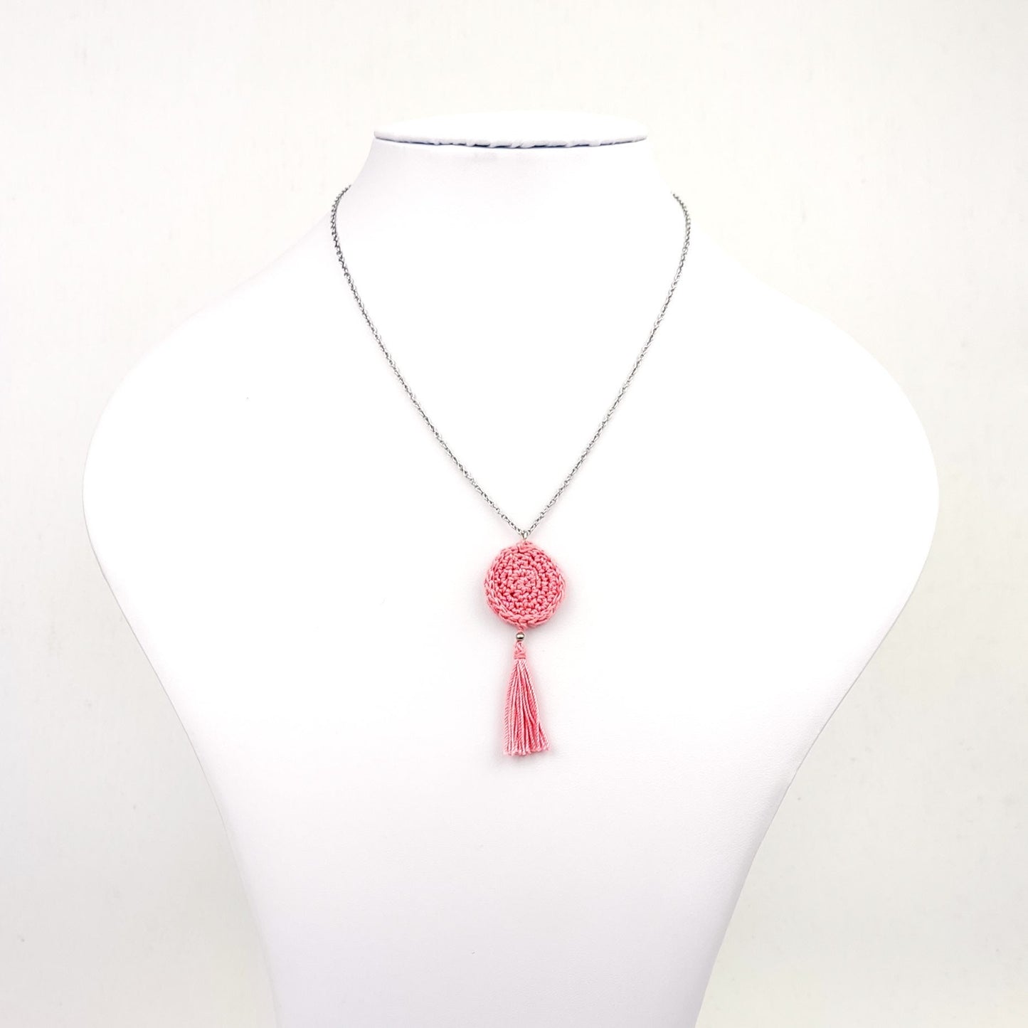 Crochet Long Drop Earrings: Pink Peach Coral Boho Earrings