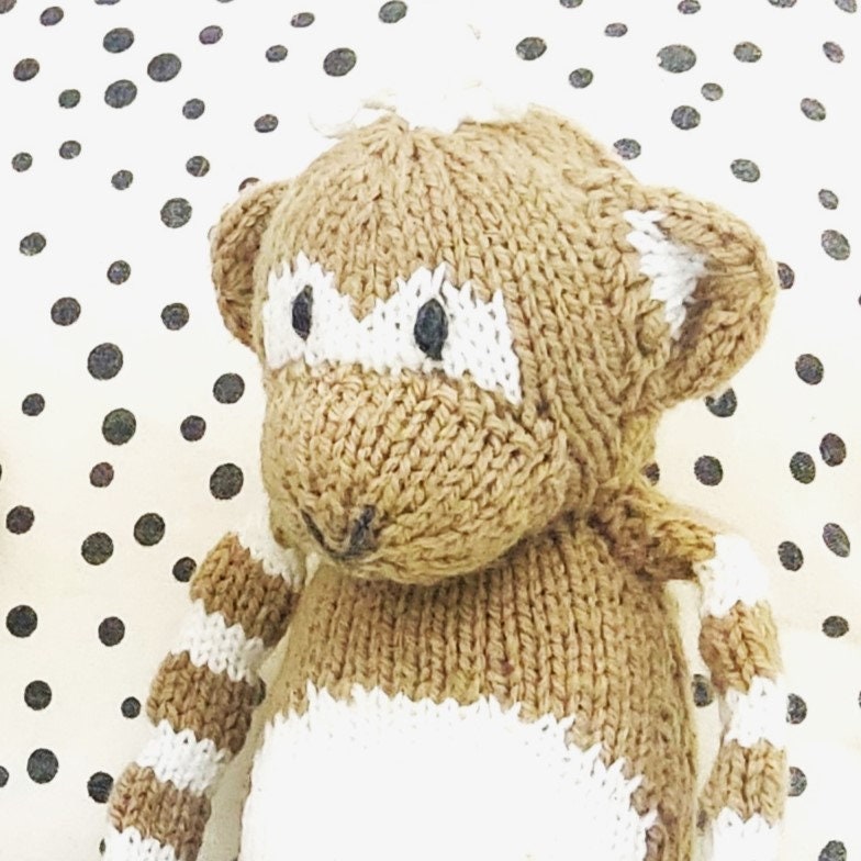 Knitted and Crochet Plushy Monkey , Stuffed Animal  Monkey Beige White,30 cm Monkey Soft Toy, Crochet Knitted Animals,Handmade  Baby Gift,