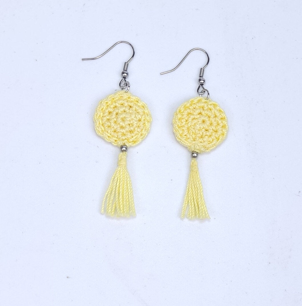 Pink Crochet Tassel Earrings: Elegant Boho Jewelry Gift