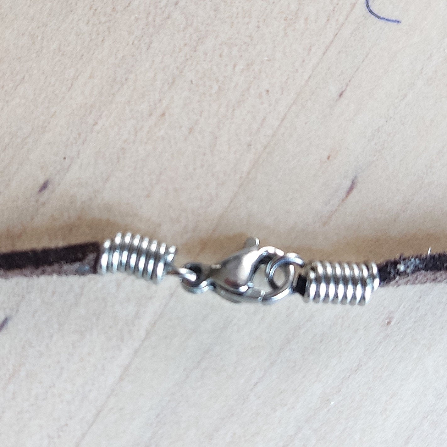 Red & Copper Brown Crochet Pendant Necklace - Ancient Greek Jewelry Inspired -Cord with Leather Strap