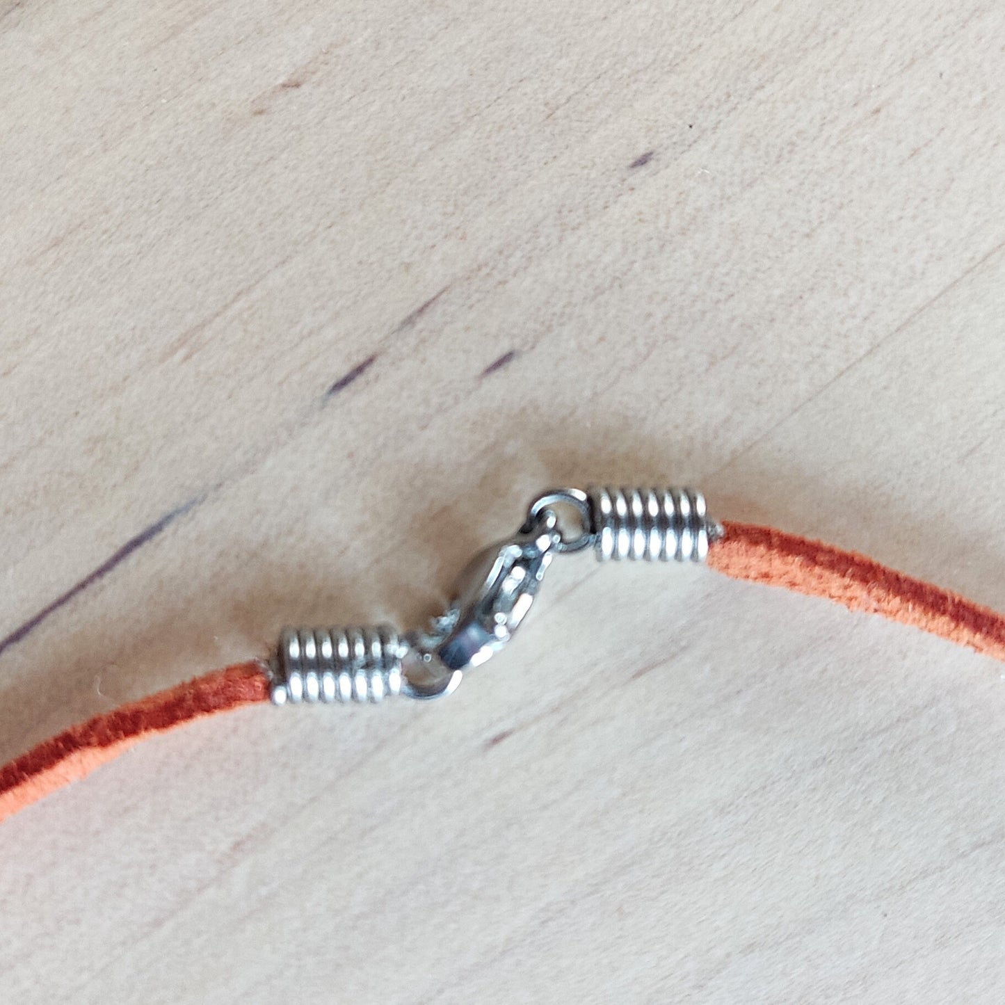 Red & Copper Brown Crochet Pendant Necklace - Ancient Greek Jewelry Inspired -Cord with Leather Strap