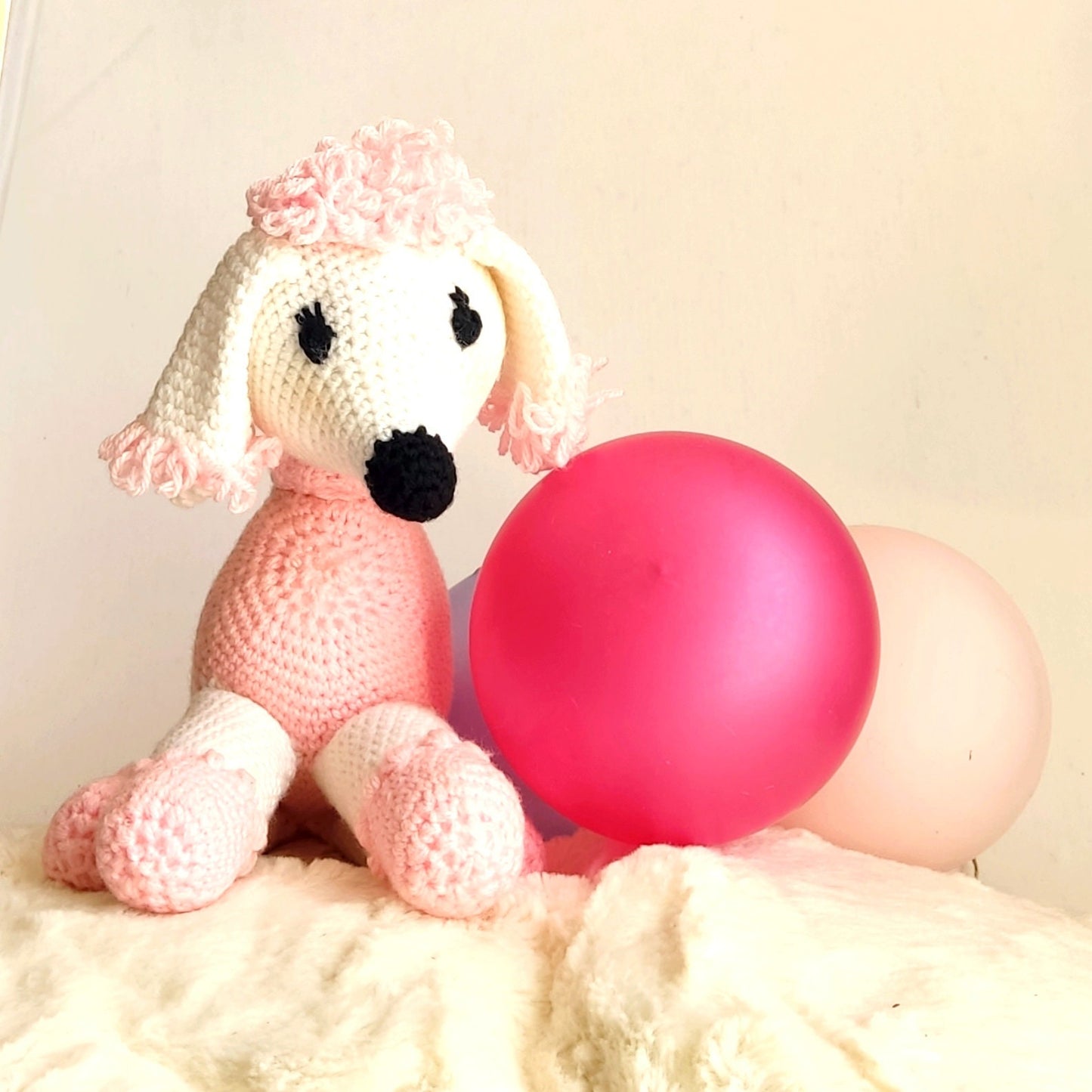 Crochet Poodle Dog Plushie - Pink Nursery Decor, Baby Shower Gift