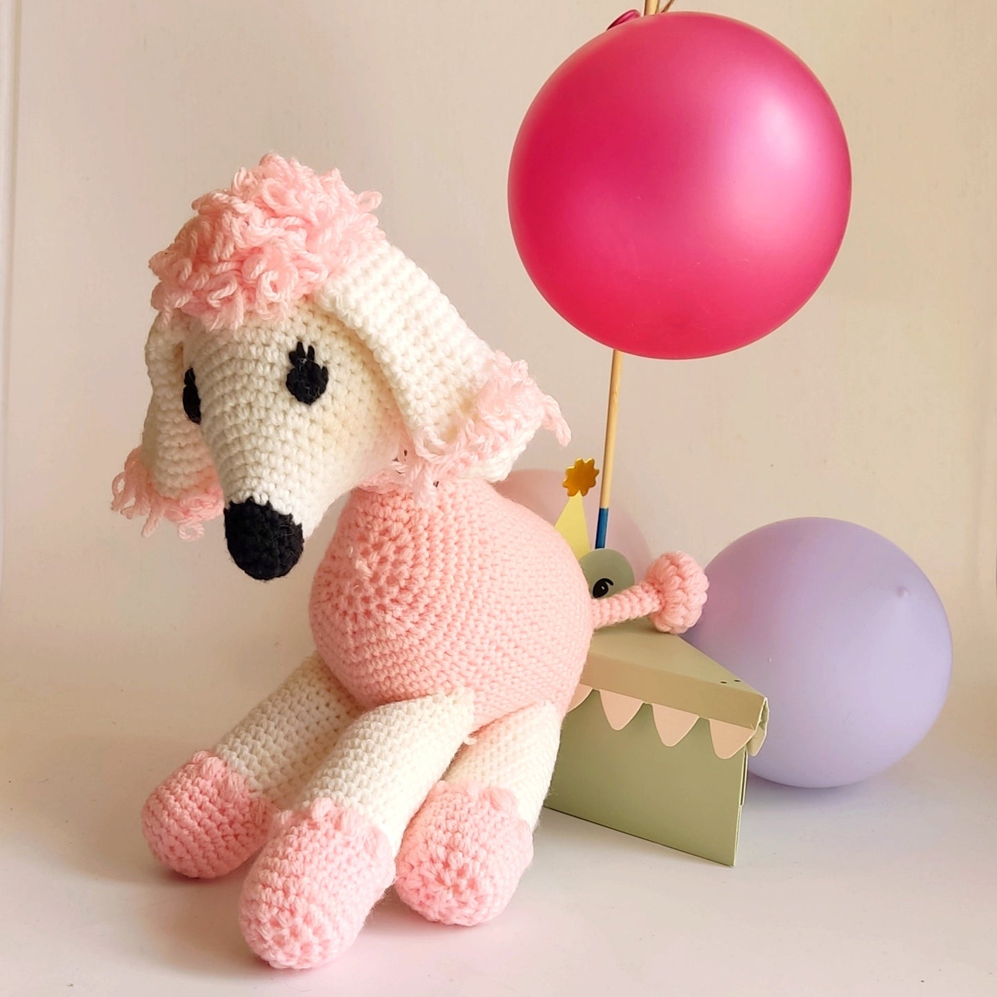 Crochet Poodle Dog Plushie - Pink Nursery Decor, Baby Shower Gift