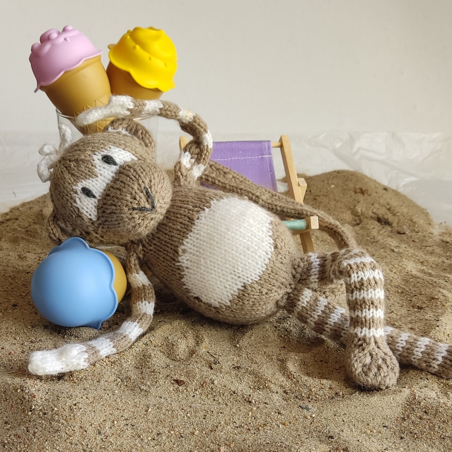 Knitted and Crochet Plushy Monkey , Stuffed Animal  Monkey Beige White,30 cm Monkey Soft Toy, Crochet Knitted Animals,Handmade  Baby Gift,