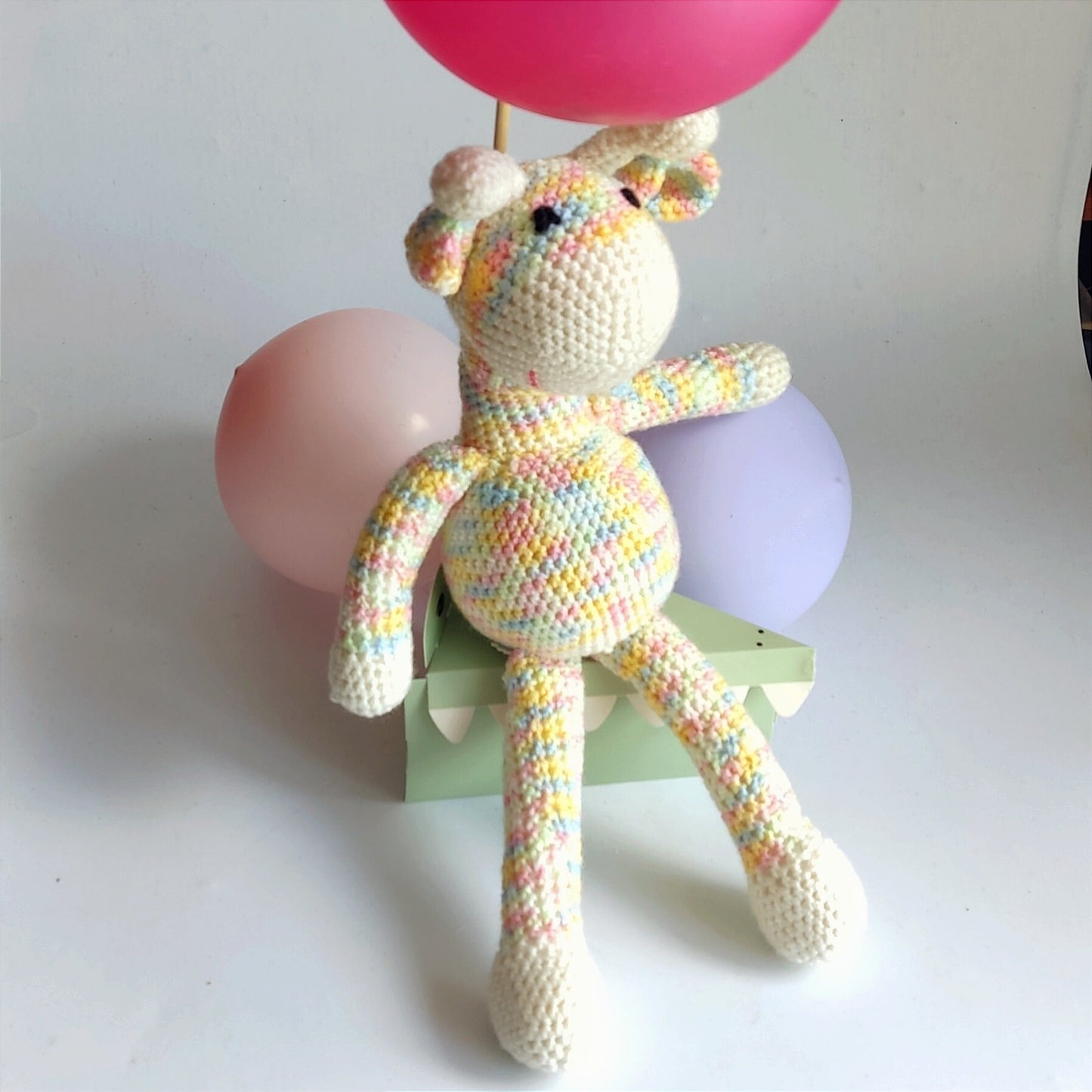Crochet Giraffe Plush - Handmade Multicolor Stuffed Animal, Soft Toy Gift