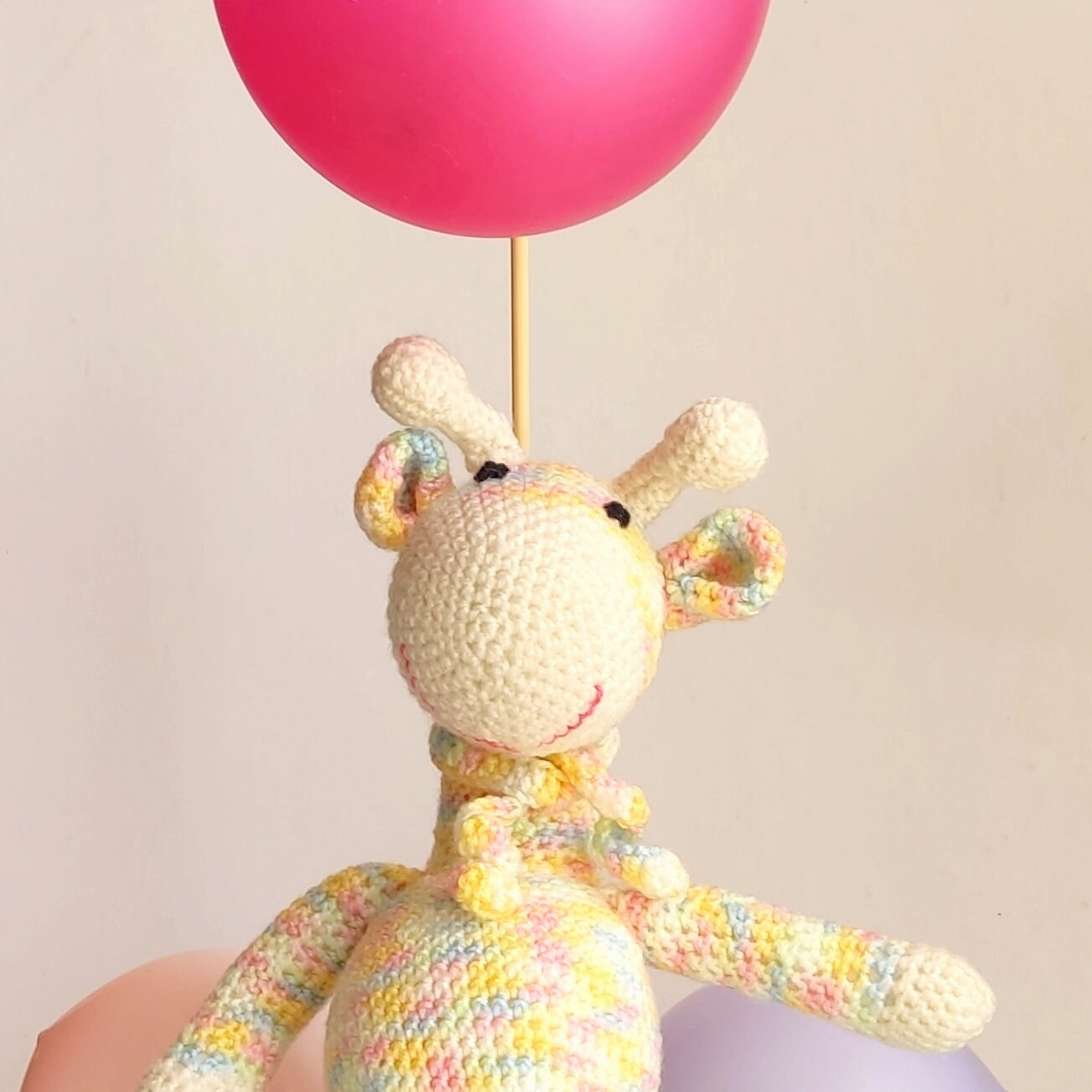 Crochet Giraffe Plush - Handmade Multicolor Stuffed Animal, Soft Toy Gift