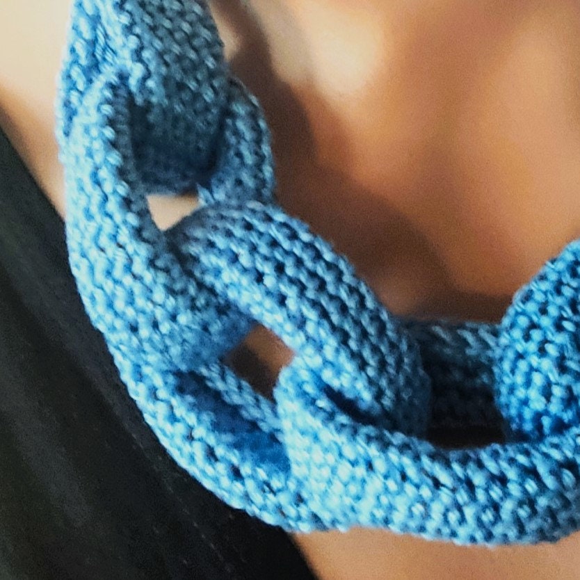 Chunky Crochet Chain Necklace: Pink Braided Statement Jewelry