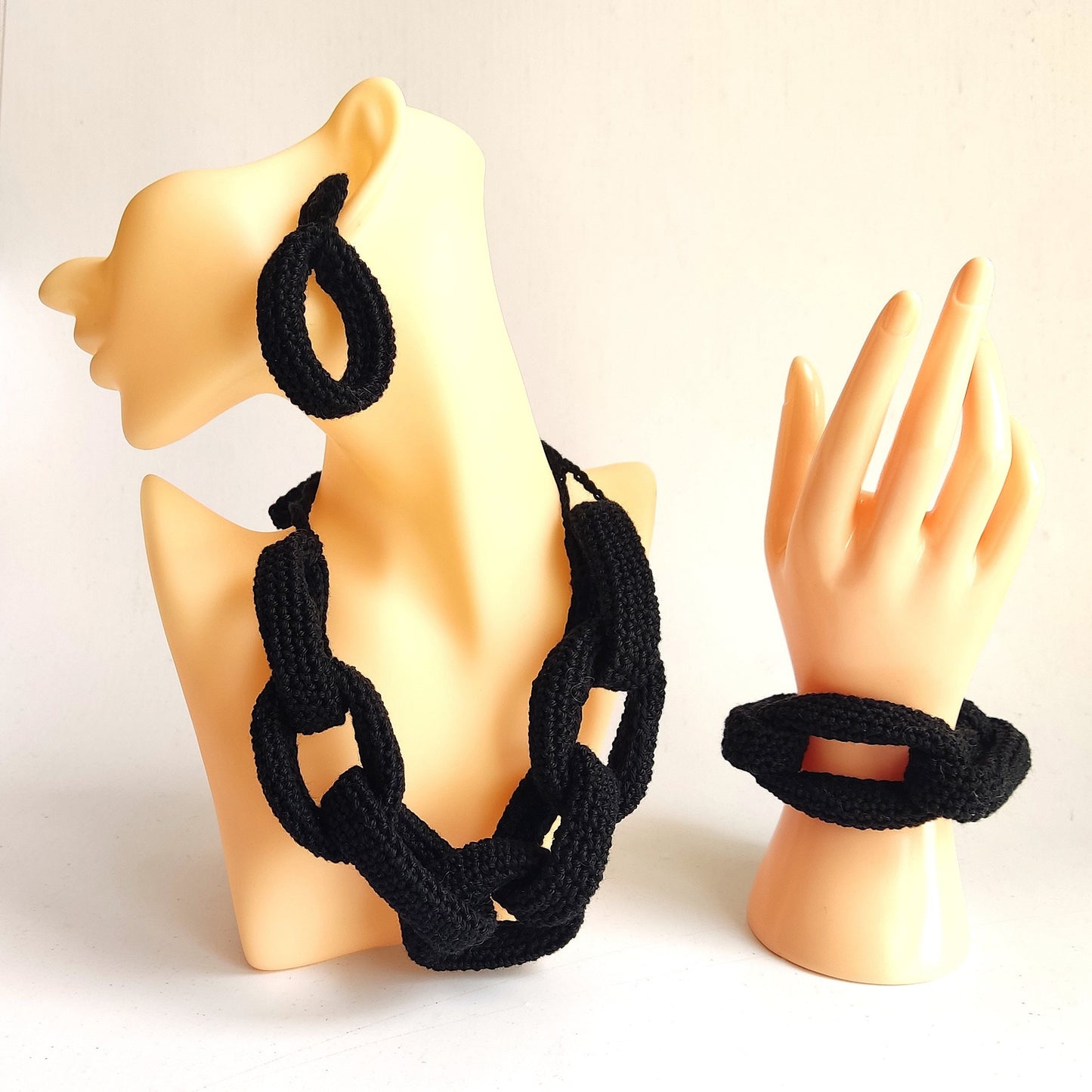 Royal Blue Chunky Crochet Chain Necklace - Handmade Braided Cotton Statement Jewelry, Adjustable