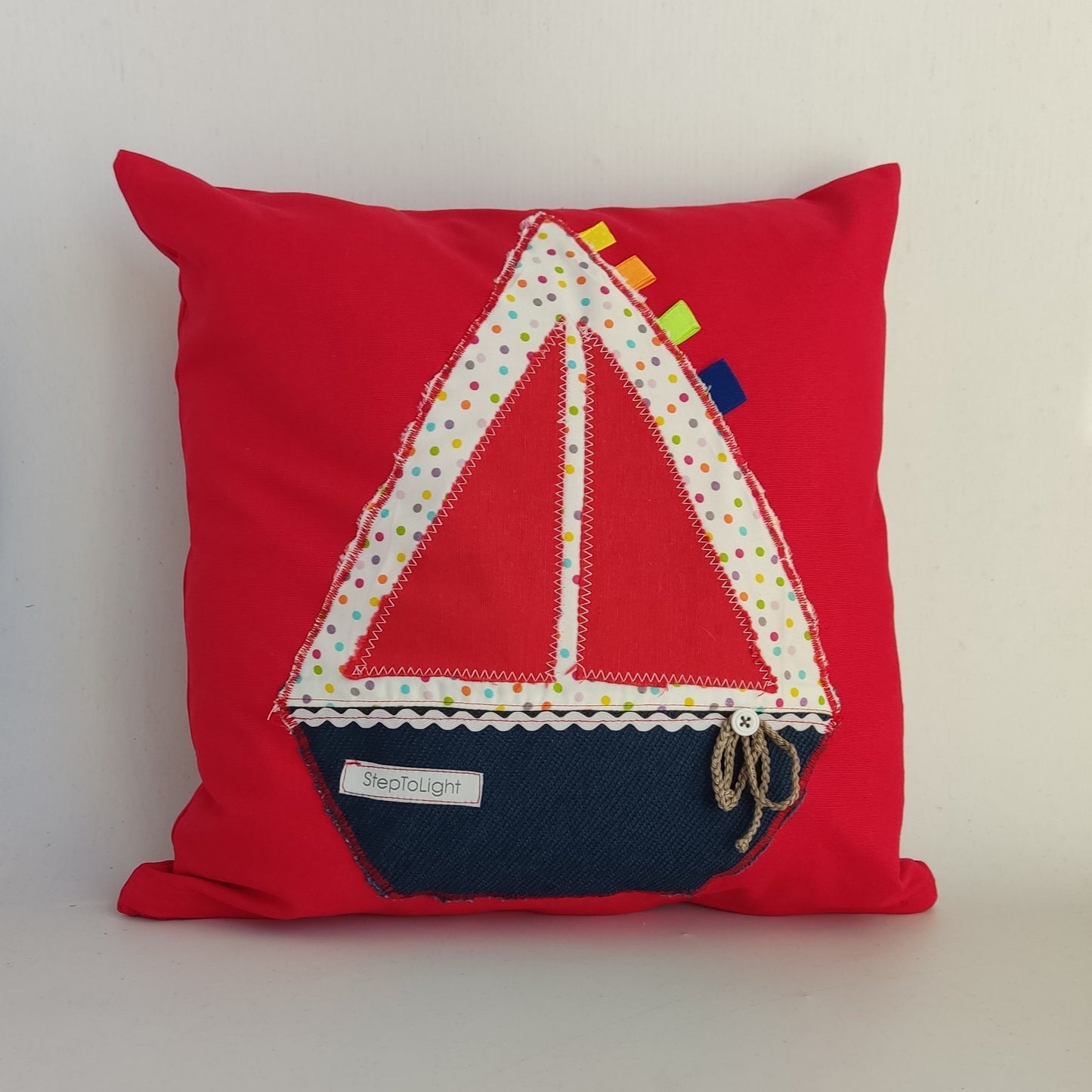 Handmade Nautical Sailboat Pillow Cover: Coastal Nursery Decor