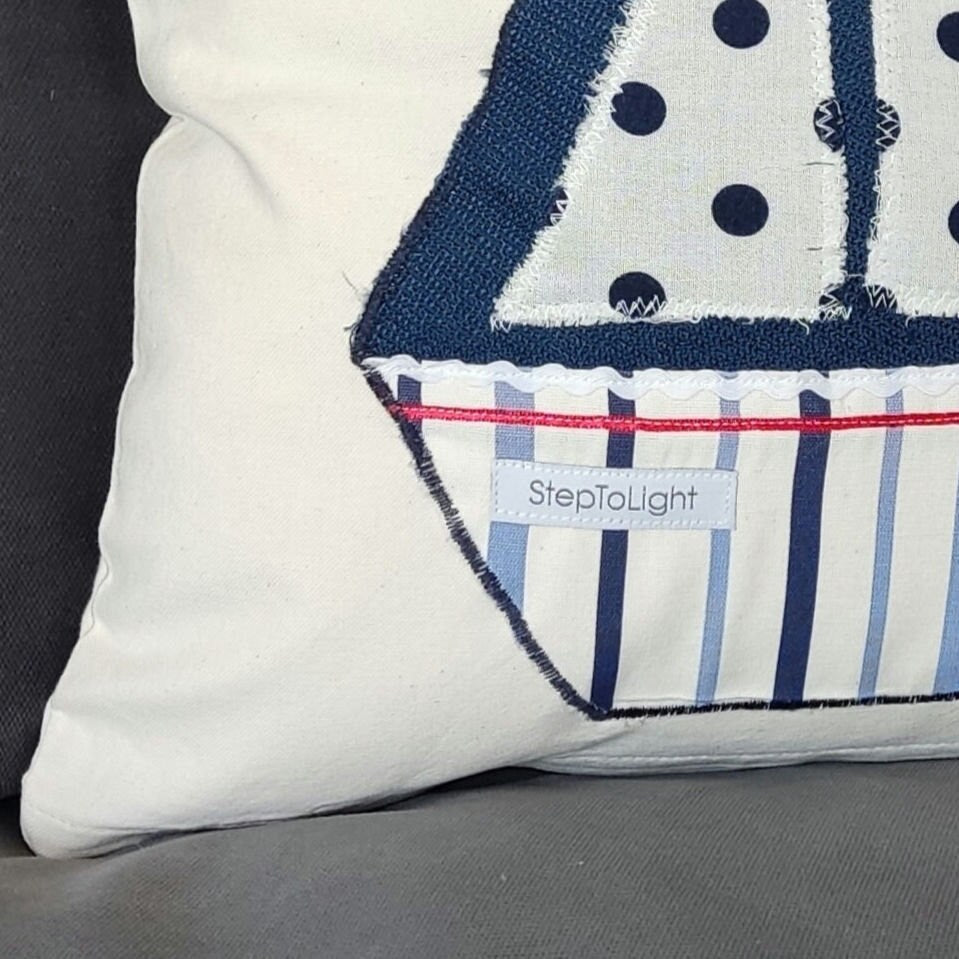 Handmade Nautical Sailboat Pillow Cover: Coastal Nursery Decor
