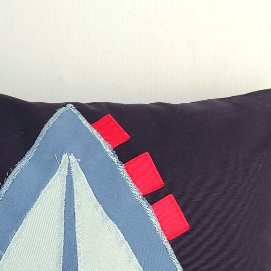 Nautical Pillow Cover Set - Navy Blue Patchwork Sailing Boat Maritime Decor