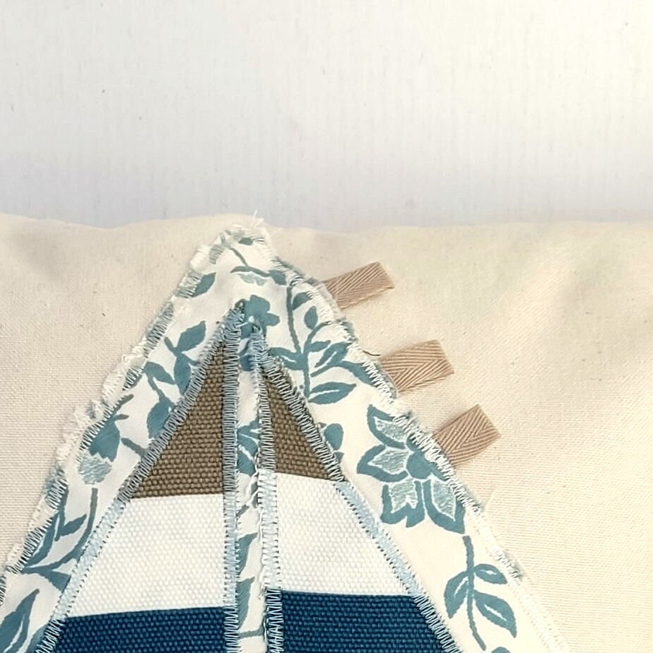 Nautical Pillow Cover Set - White Gray Patchwork Sailing Boat Coastal Decor