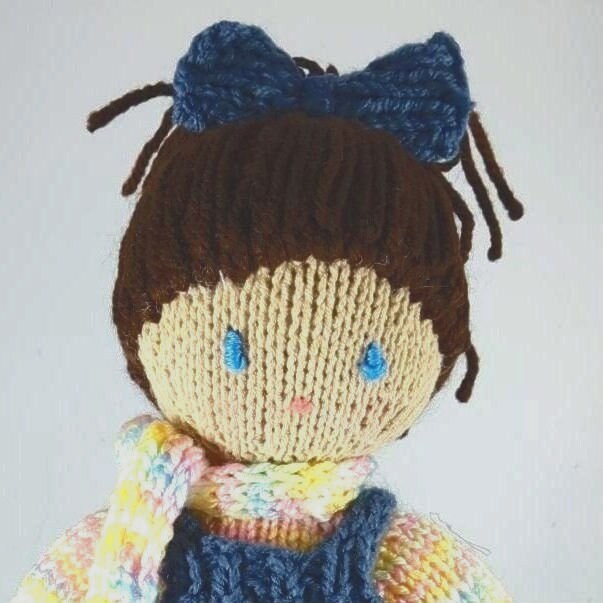 Crochet School Girl Doll: Brown Hair, Handmade Plush Toy