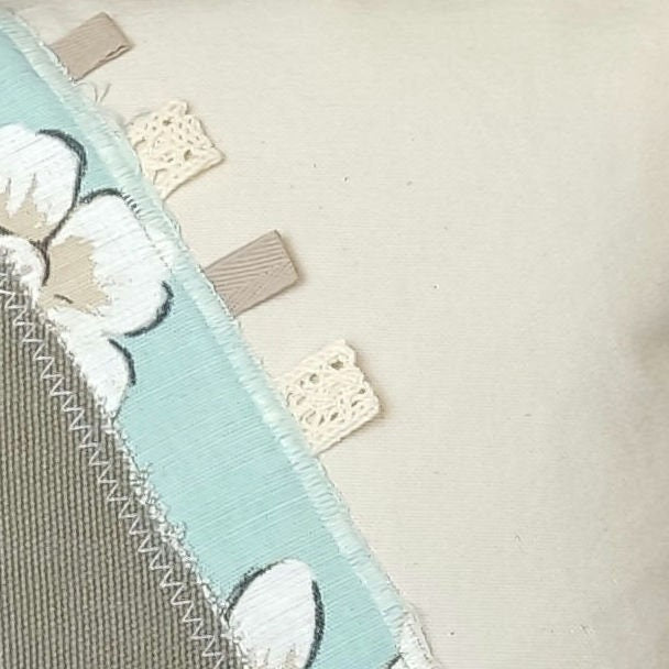 Handmade Nautical Pillow Cover: Patchwork Sailing Boat Applique (40x40 Pillow case)