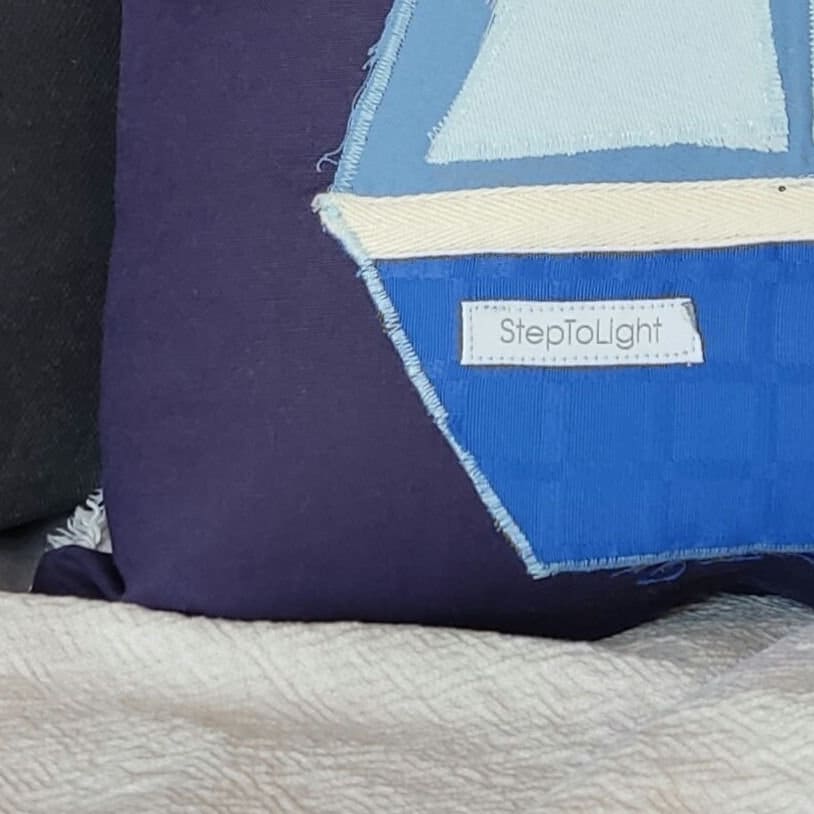 Nautical Pillow Cover Set - Navy Blue Patchwork Sailing Boat Maritime Decor