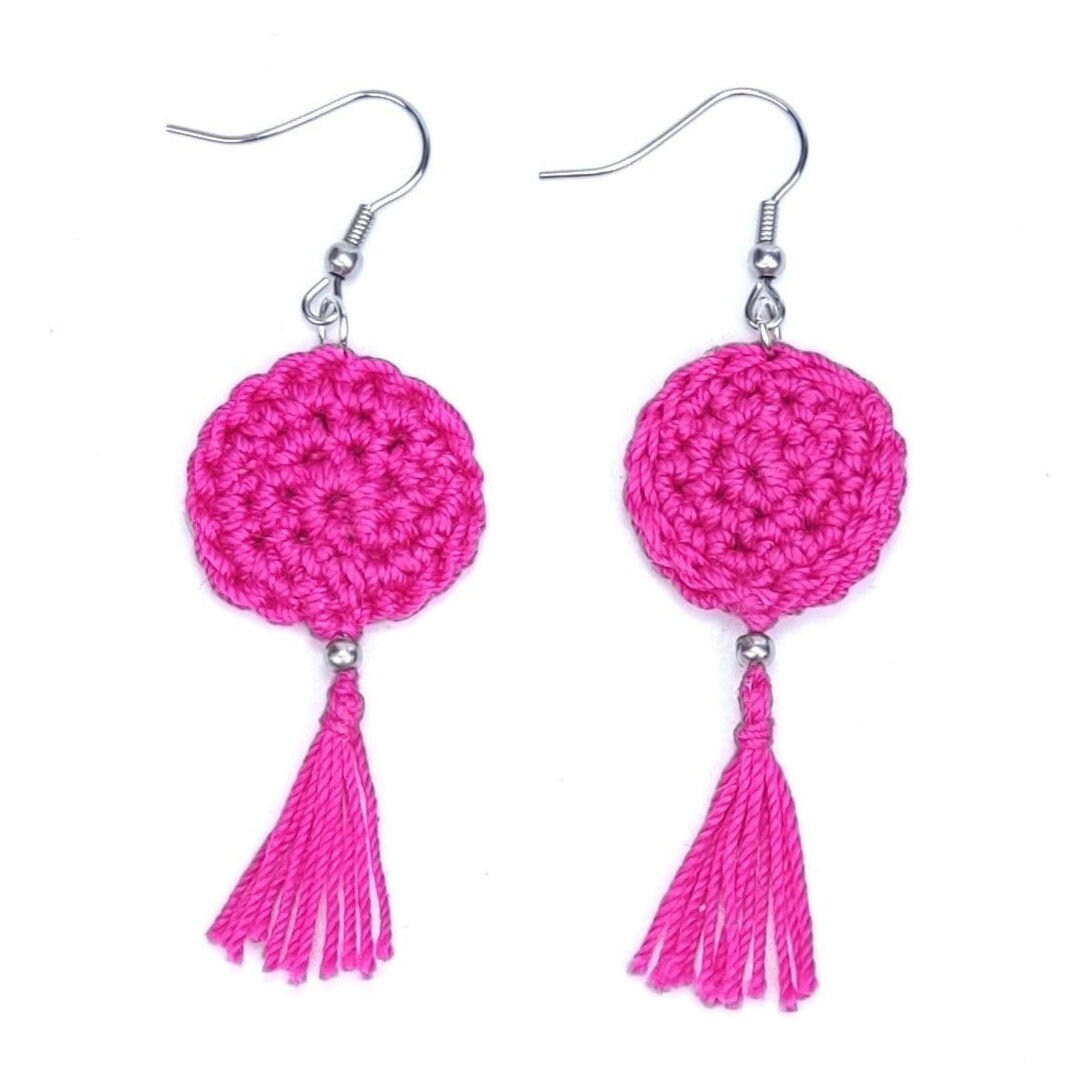 Blue Crochet Tassel Earrings:Elegant Boho Jewelry Gift