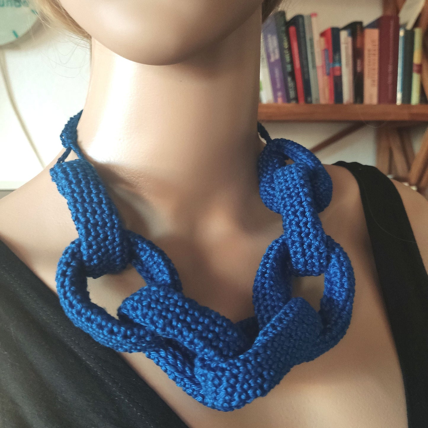 Chunky Crochet Chain Necklace: Pink Braided Statement Jewelry