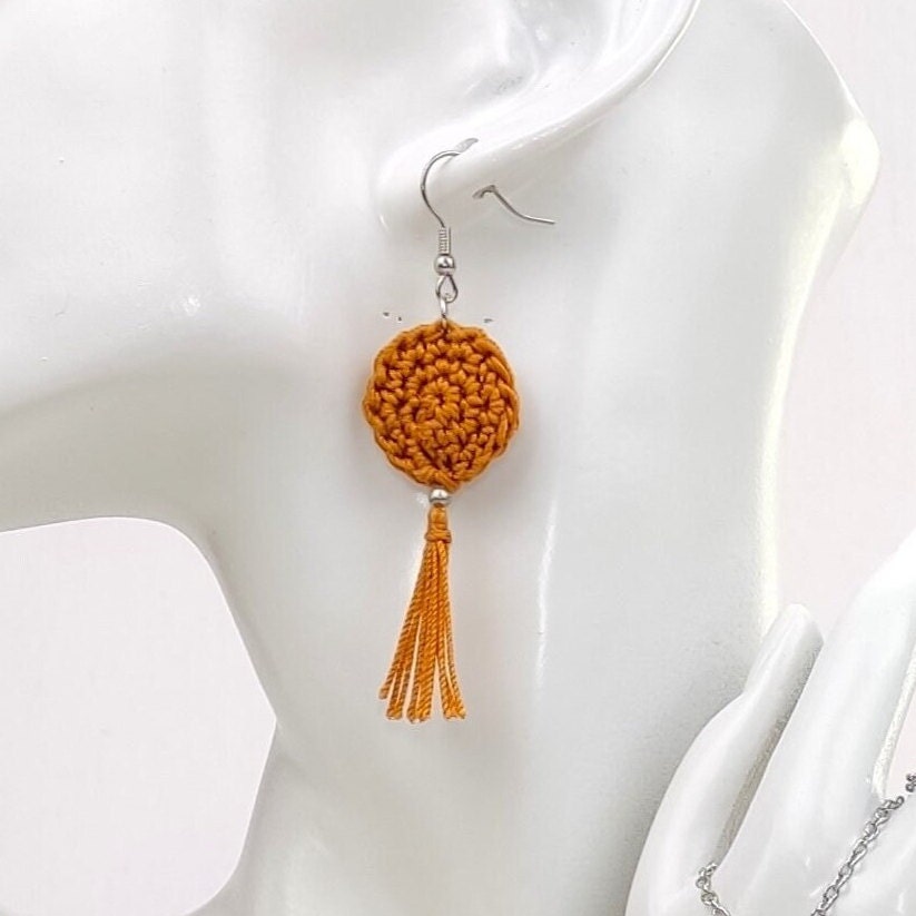 Red Crochet Tassel Earrings: Elegant Boho Jewelry Gift