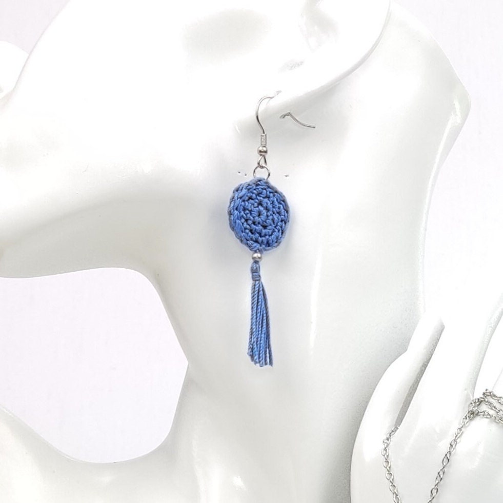 Red Crochet Tassel Earrings: Elegant Boho Jewelry Gift