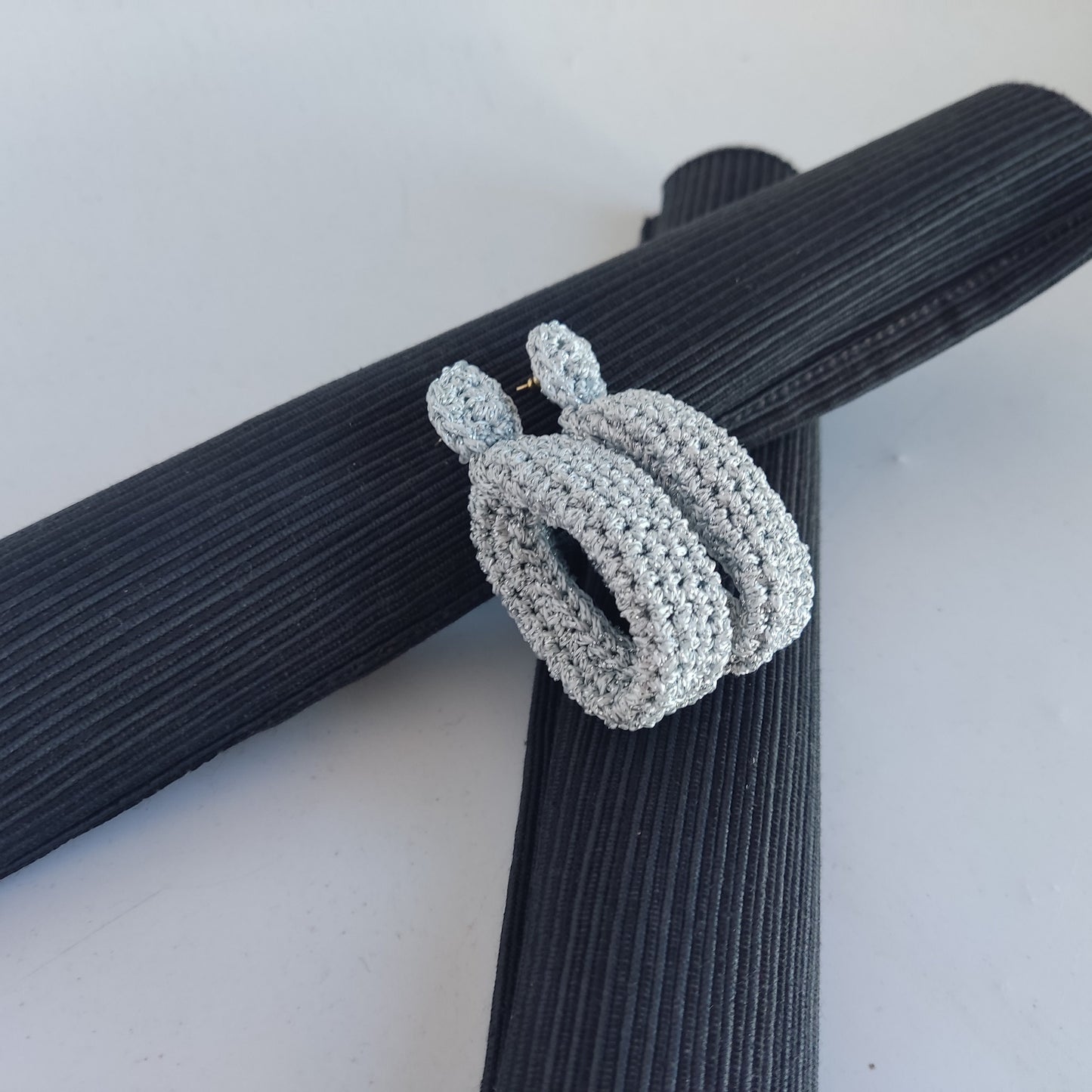 Chunky Crochet Hoop Earrings: Golden Yarn, Gold Plated Studs