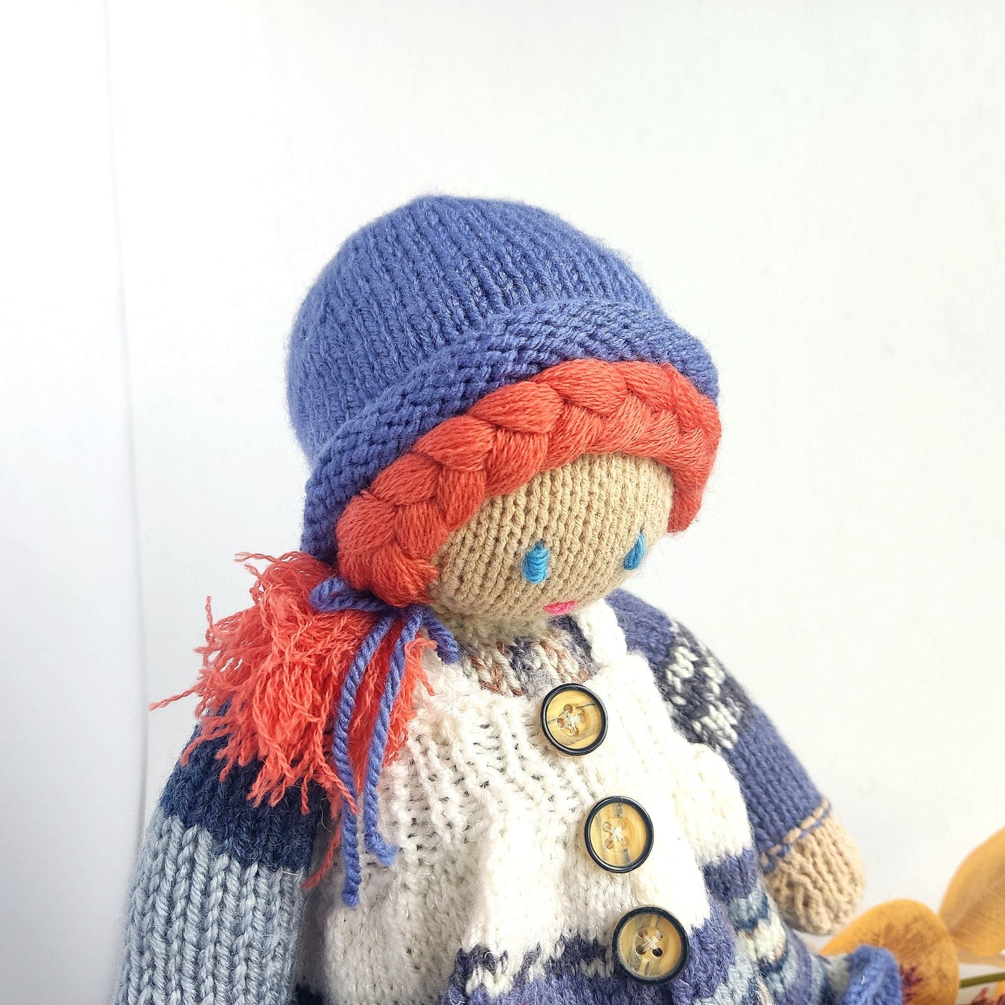 Handmade Knitted Girl Doll: Plushy Crochet Toy, Birthday Gift