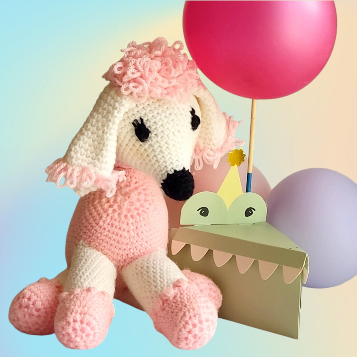 Crochet Poodle Dog Plushie - Pink Nursery Decor, Baby Shower Gift