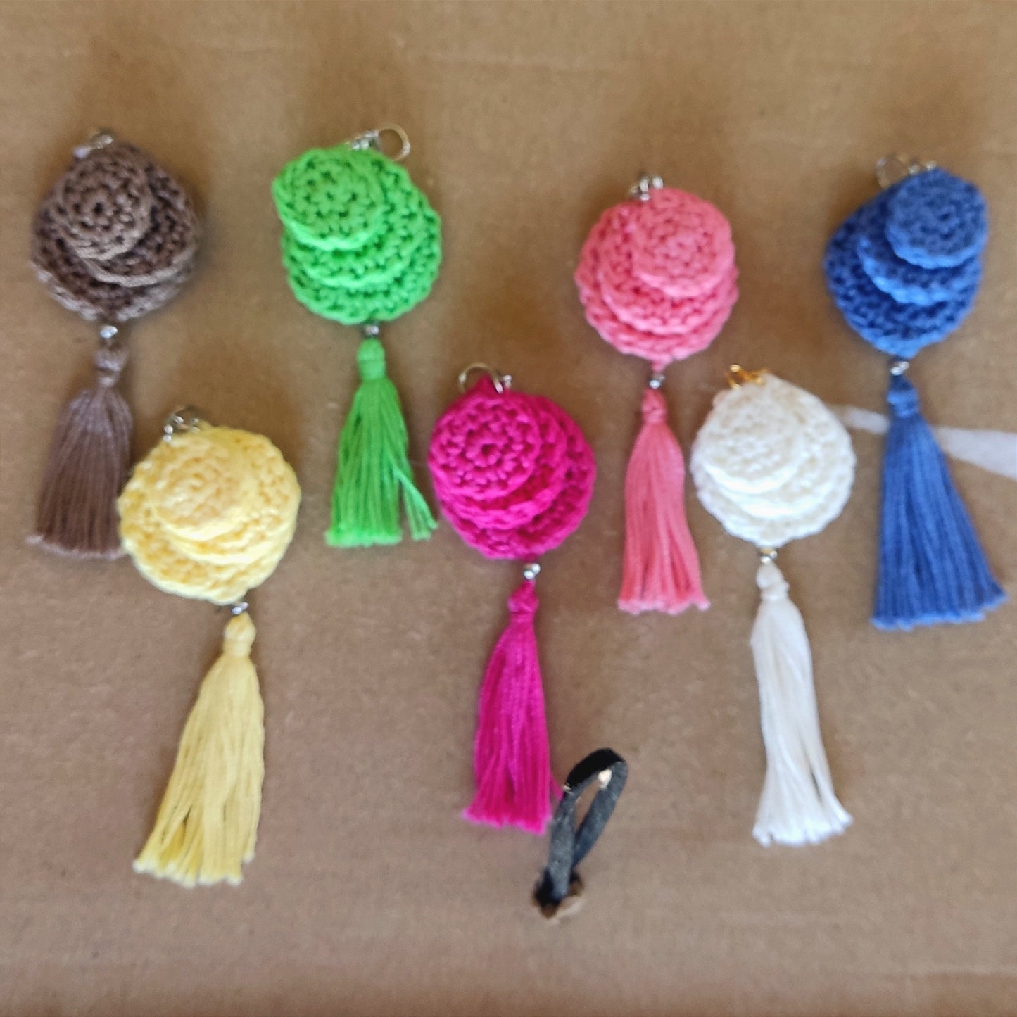 Red Crochet Jewelry Set: Handmade Tassel Necklace & Earrings - Boho Gift