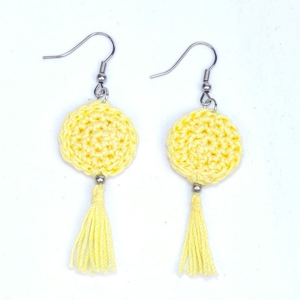 Blue Crochet Tassel Earrings:Elegant Boho Jewelry Gift