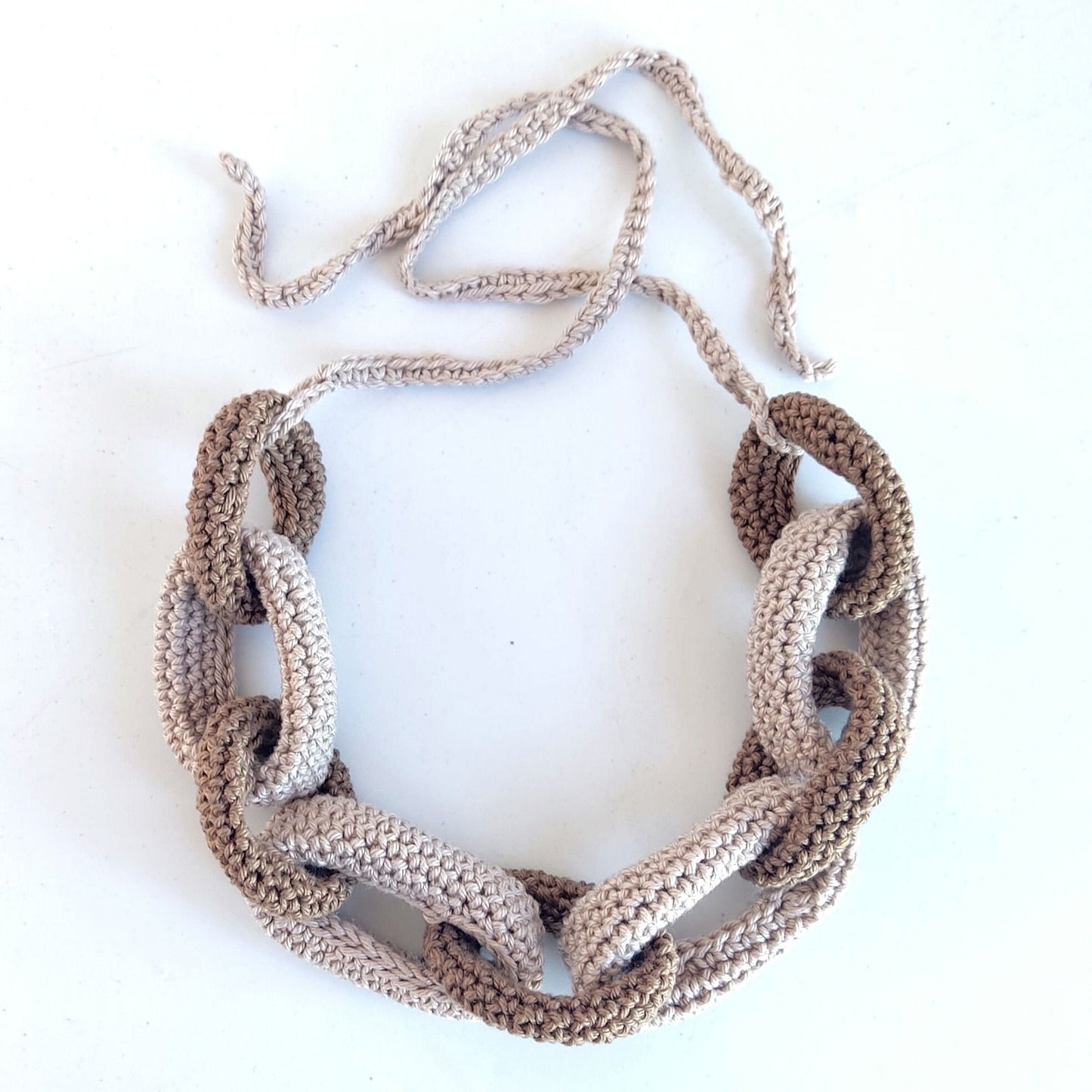 Chunky Crochet Cotton Statement Necklace - Handmade Braided Chain Jewelry