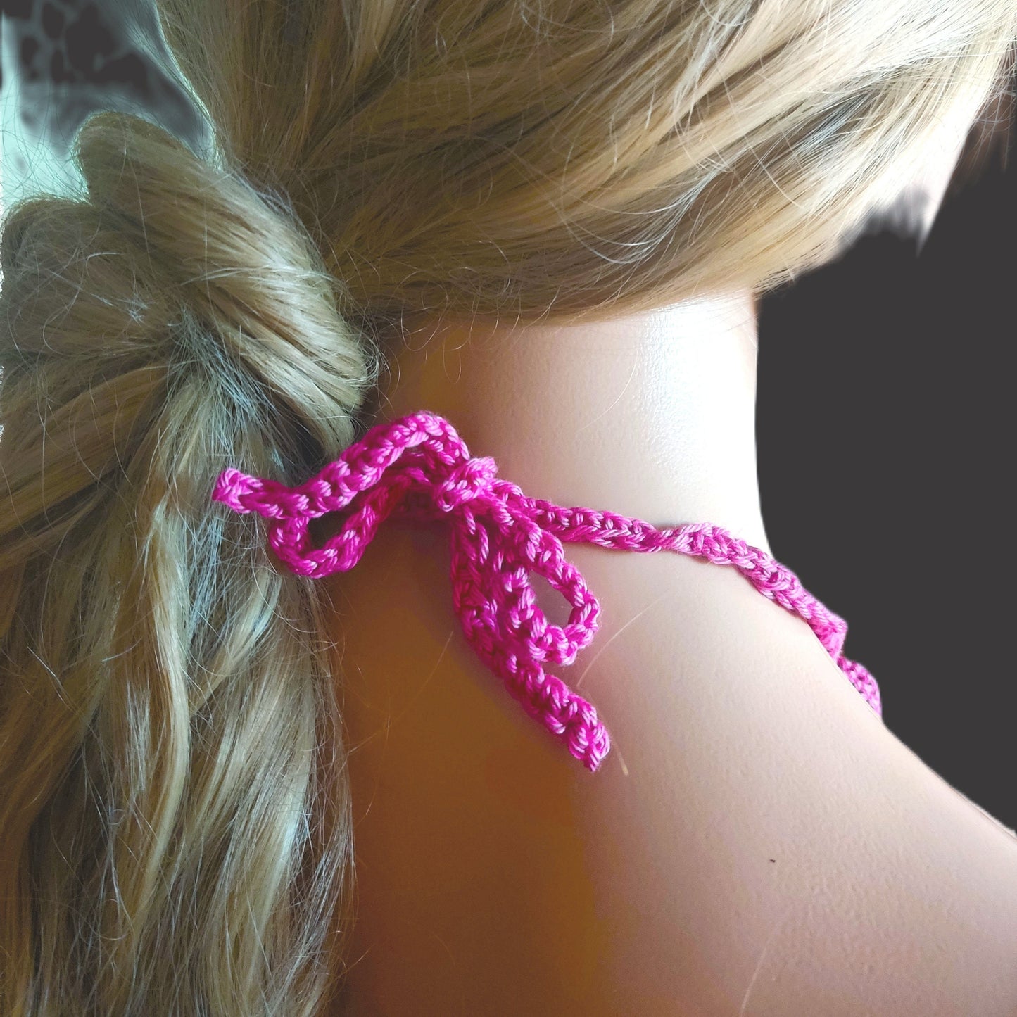 Chunky Crochet Chain Necklace: Pink Braided Statement Jewelry