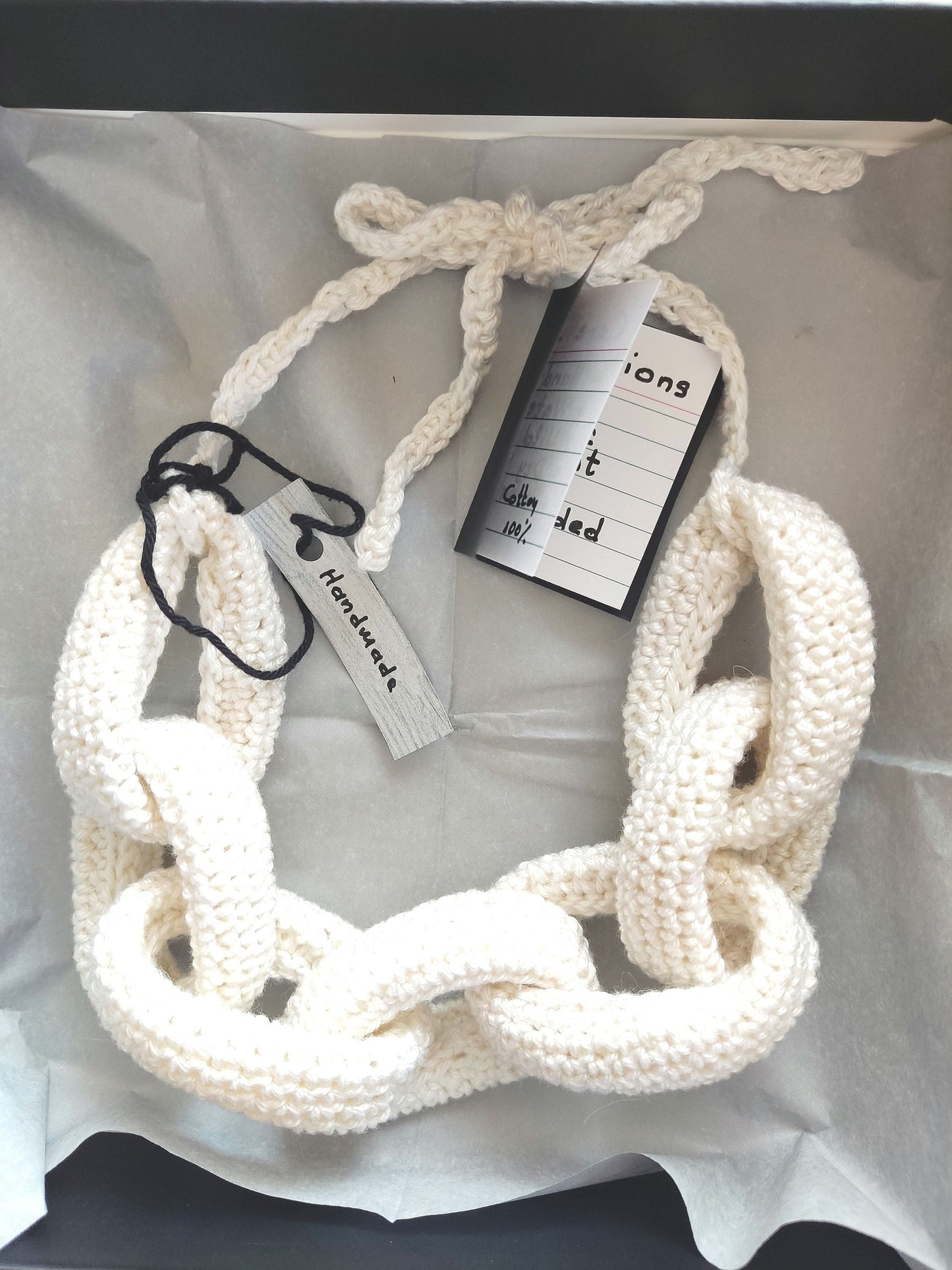 Royal Blue Chunky Crochet Chain Necklace - Handmade Braided Cotton Statement Jewelry, Adjustable