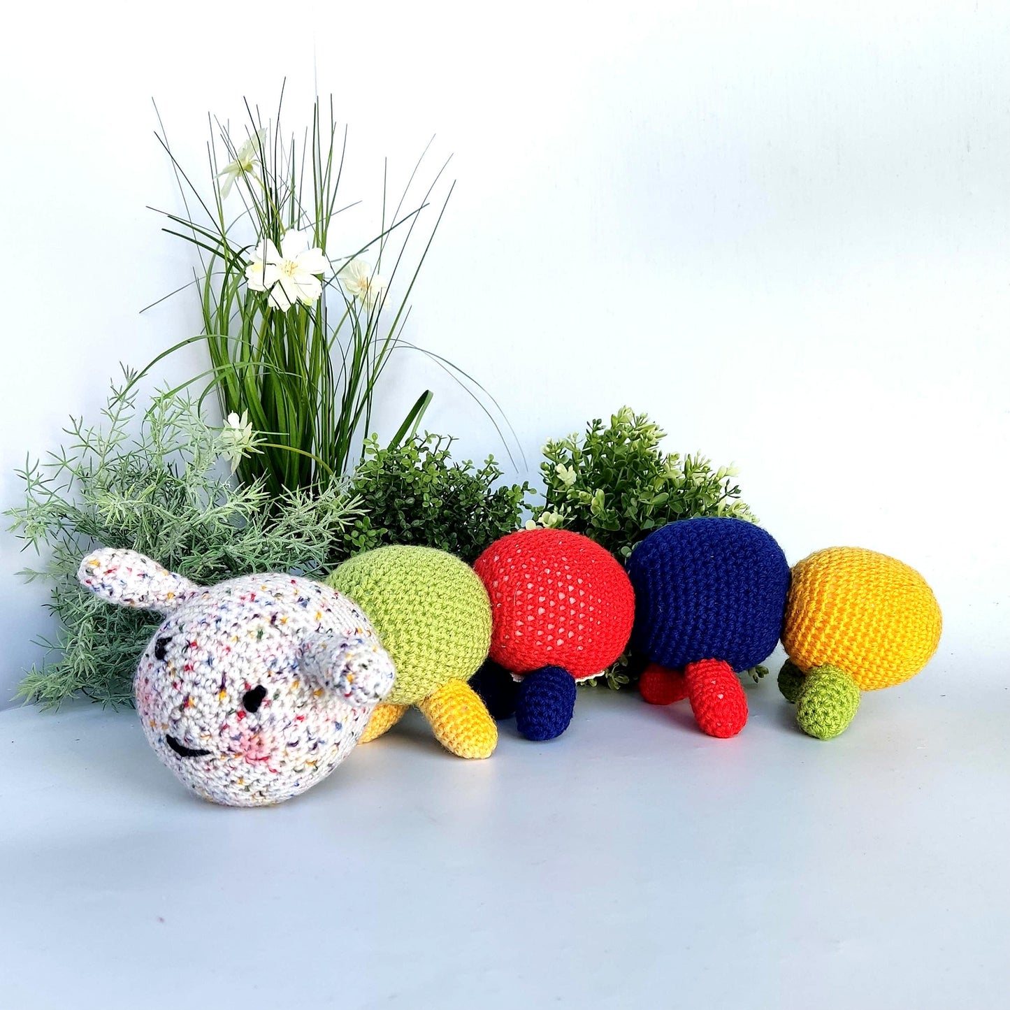 Crochet Caterpillar Plushie: Multicolored Amigurumi Toy