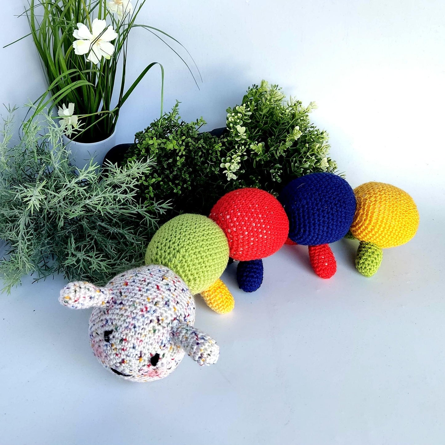 Crochet Caterpillar Plushie: Multicolored Amigurumi Toy