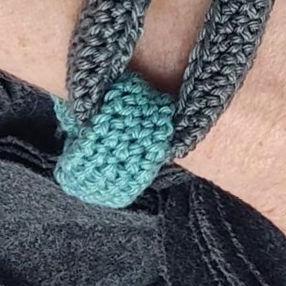 Gray Green Braided Crochet Cuff Bracelet - Chunky Statement Jewelry