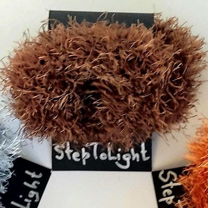 Chunky Brown Faux Fur Crochet Bracelet - Fluffy Cuff Bangle