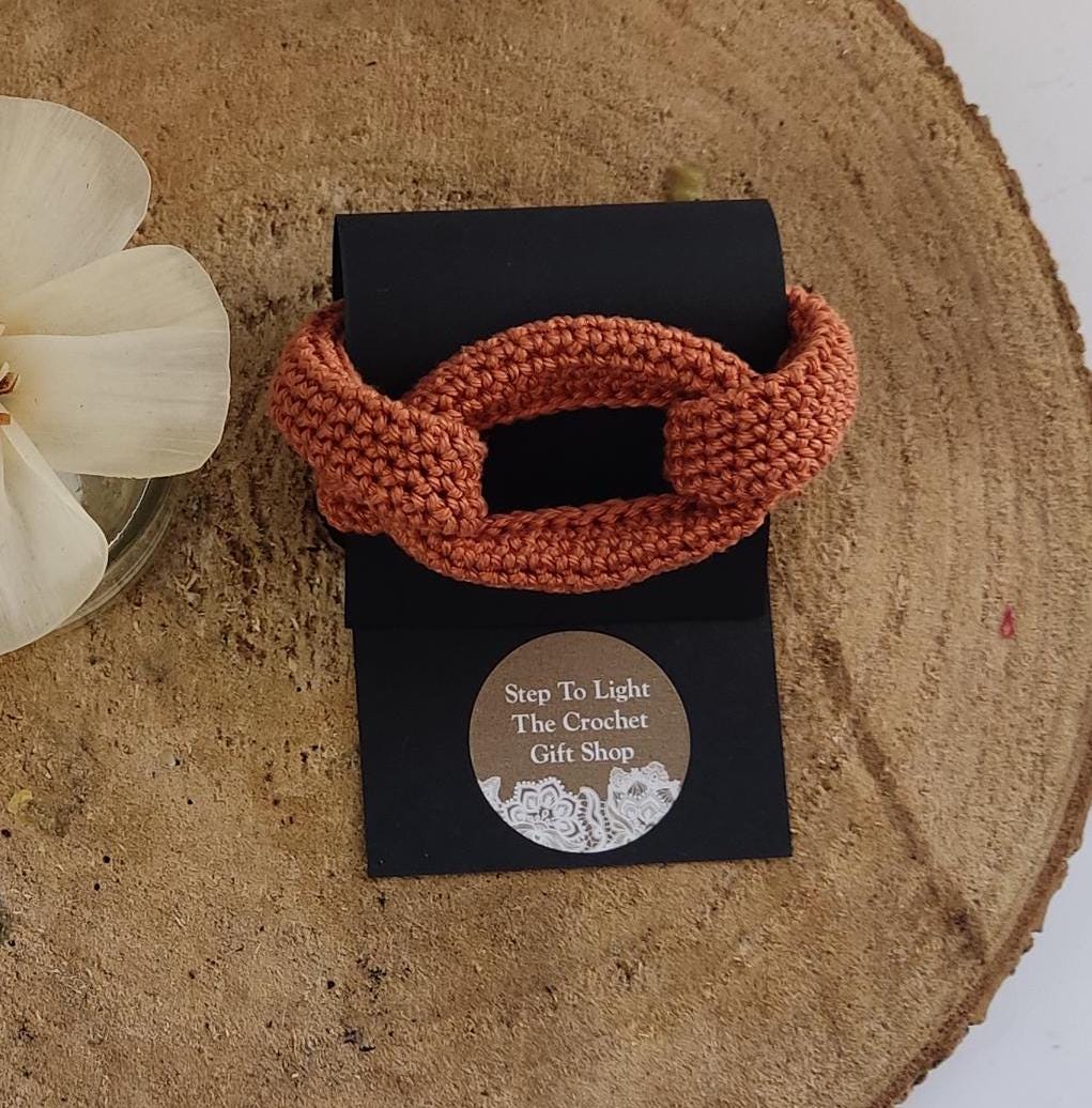 Rust Orange Chunky Crochet Statement Necklace - Handmade Braided Cotton Fall Winter Jewelry