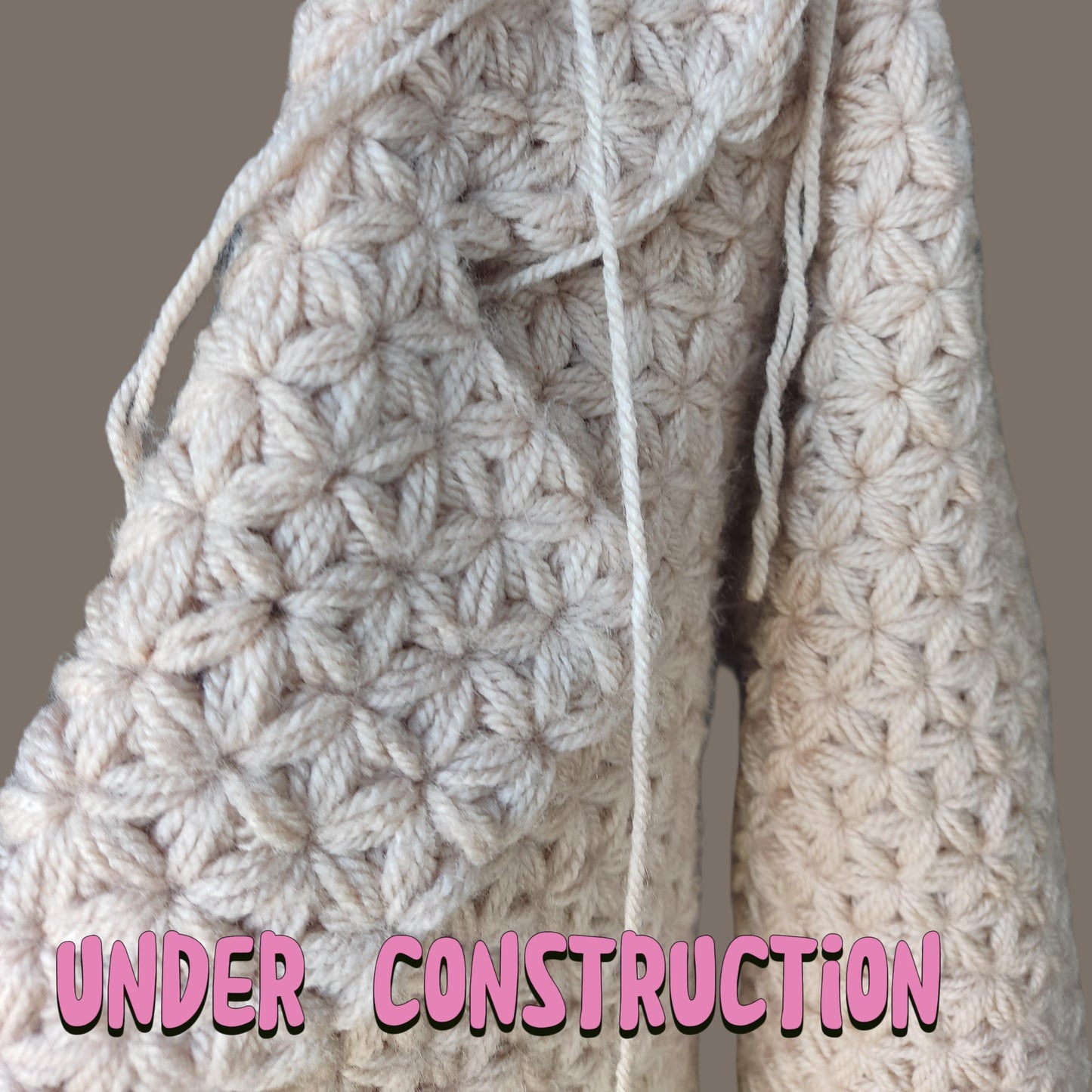 Grobstrick-Strickjacke, beigefarbene Häkeljacke für Damen, minimalistischer langer Häkelmantel für Damen, modischer langer Häkelmantel