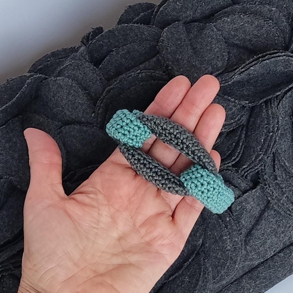 Gray Green Braided Crochet Cuff Bracelet - Chunky Statement Jewelry