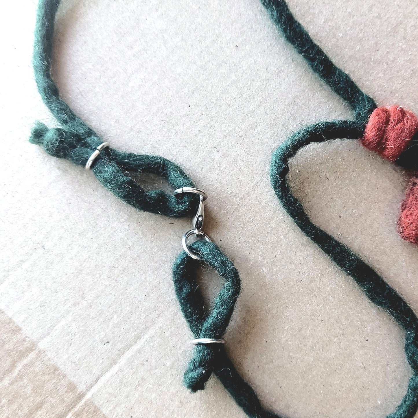 Needle Felted Boho Necklace: Brown, Yellow, Green Tassel Pendant