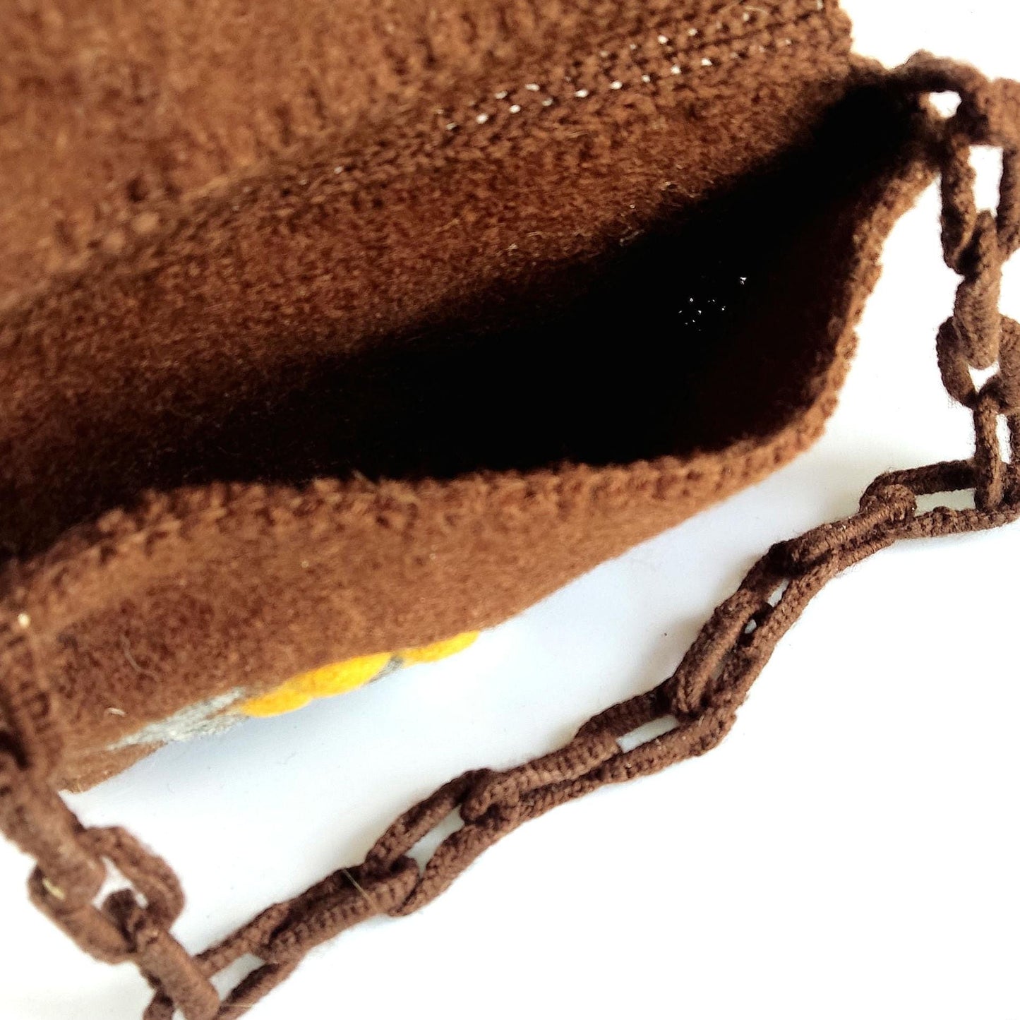 Felted Wool Handbag: Crocheted Chain, Mustard Yellow Daisy