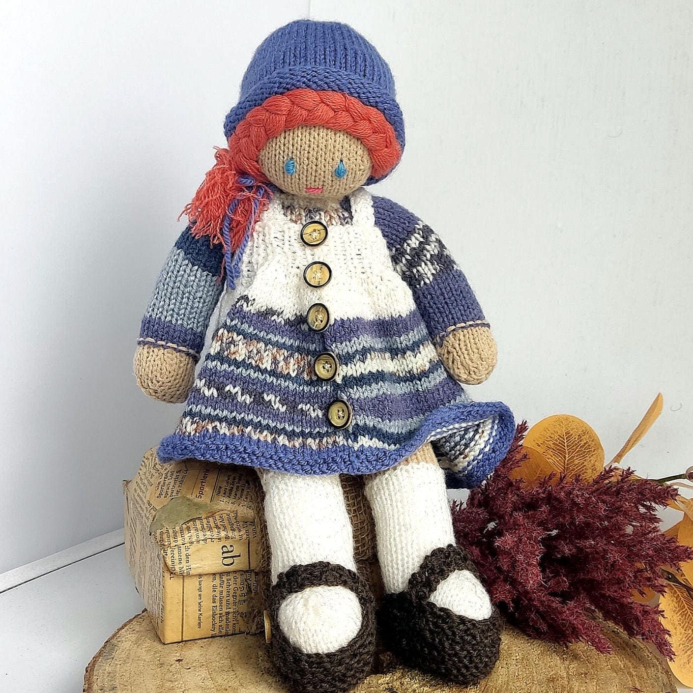 Handmade Knitted Girl Doll: Plushy Crochet Toy, Birthday Gift