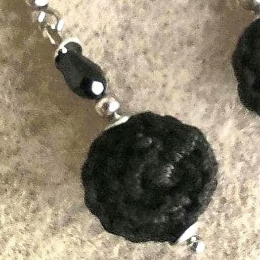 Crochet Black Pearl Drop Earrings: Boho Dangle Earrings