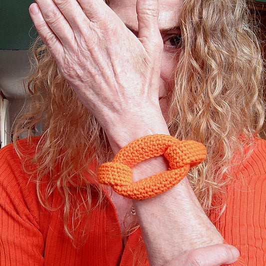 Chunky Orange Crochet Bracelet - All-Season Statement Jewelry
