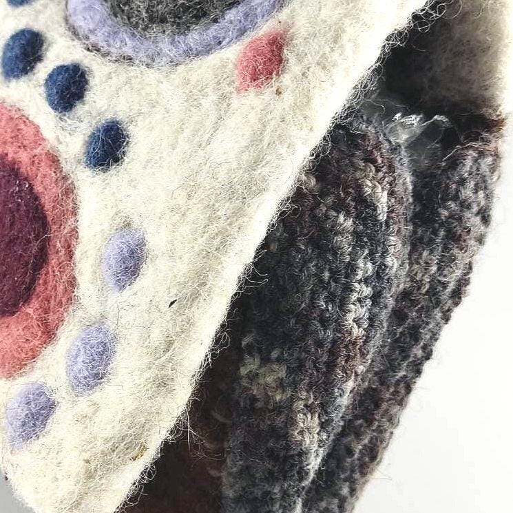 Felted Wool Shoulder Bag - Handmade Purse with Crochet Handle
