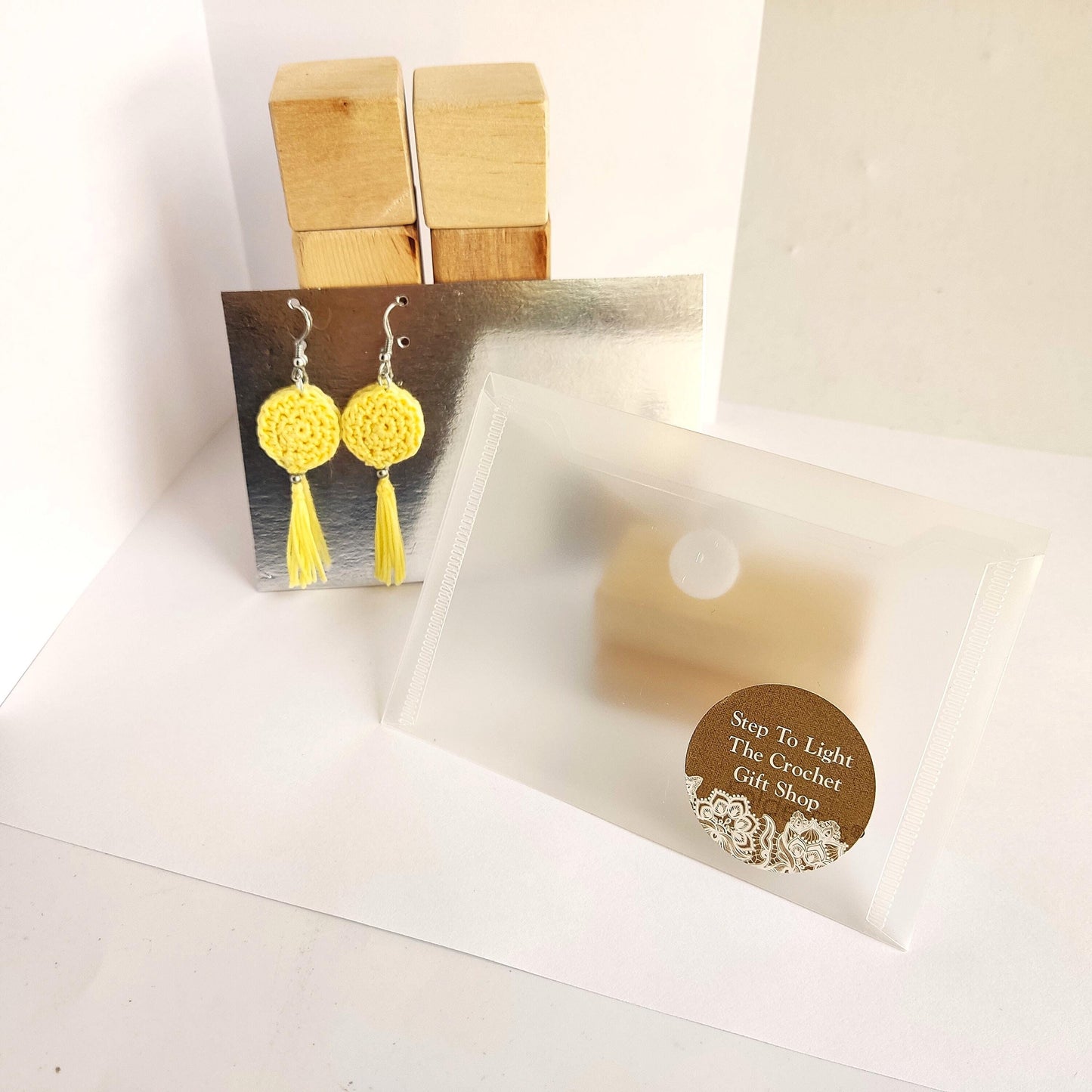 Yellow Crochet Tassel Earrings: Elegant Boho Jewelry Gift