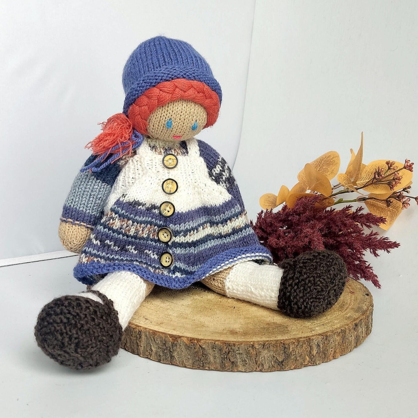 Handmade Knitted Girl Doll: Plushy Crochet Toy, Birthday Gift