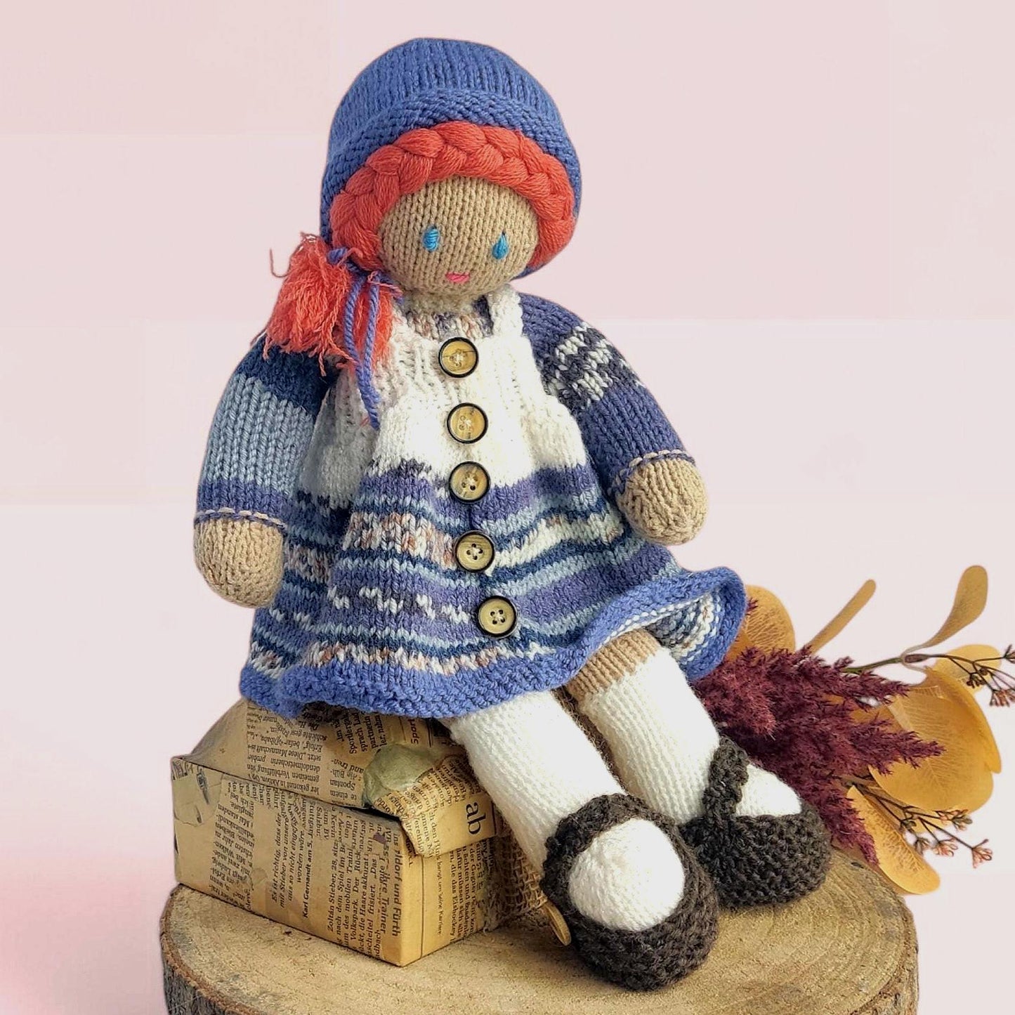 Handmade Knitted Girl Doll: Plushy Crochet Toy, Birthday Gift