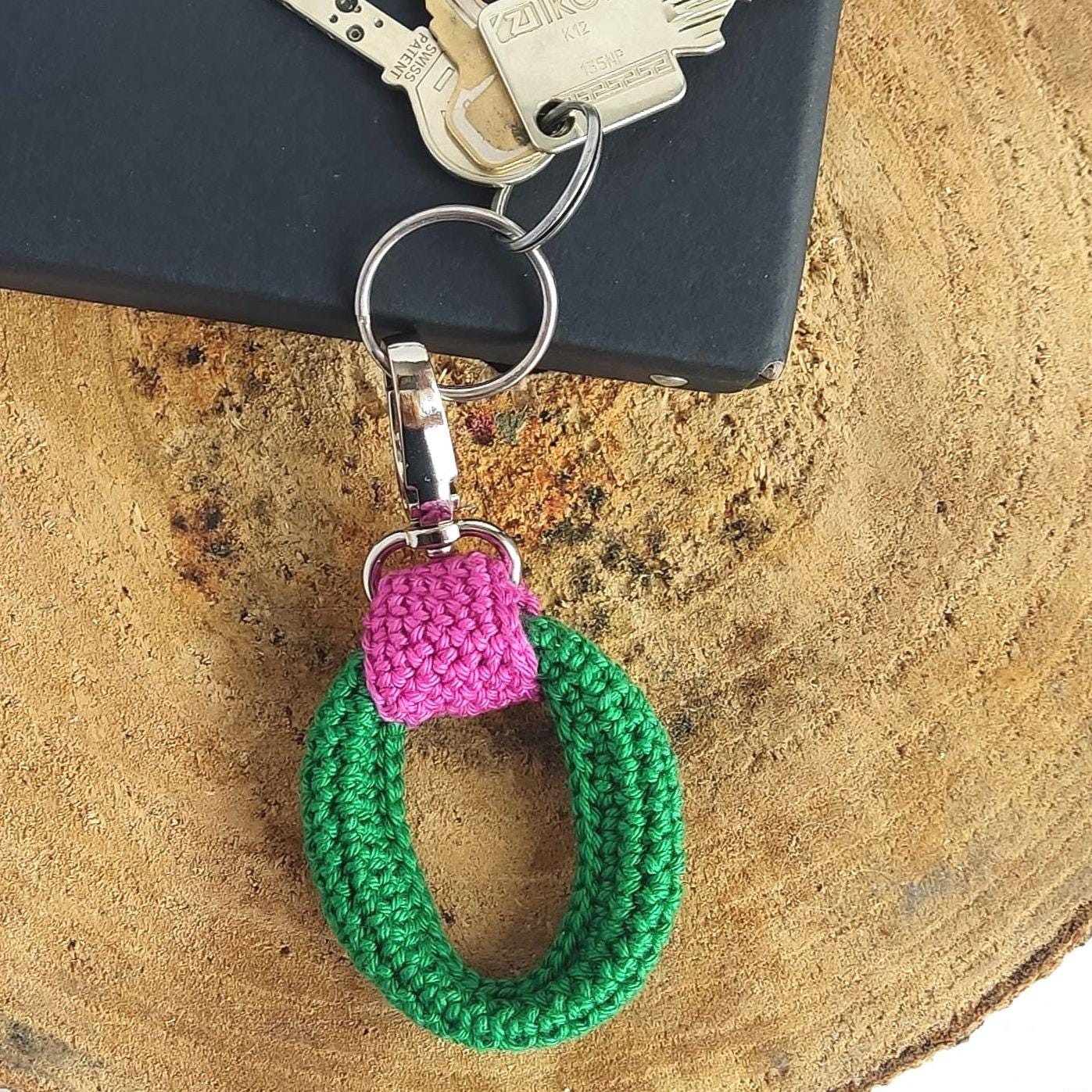 Crochet Keychain Charm - Handmade Bag Accessory, Car Key Holder, Gift for Her & Him